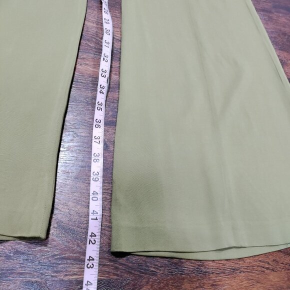 Vintage Tracy Reese Midrise Flat Front Flare Leg Y2K Trouser Pants Light Green - Picture 14 of 15